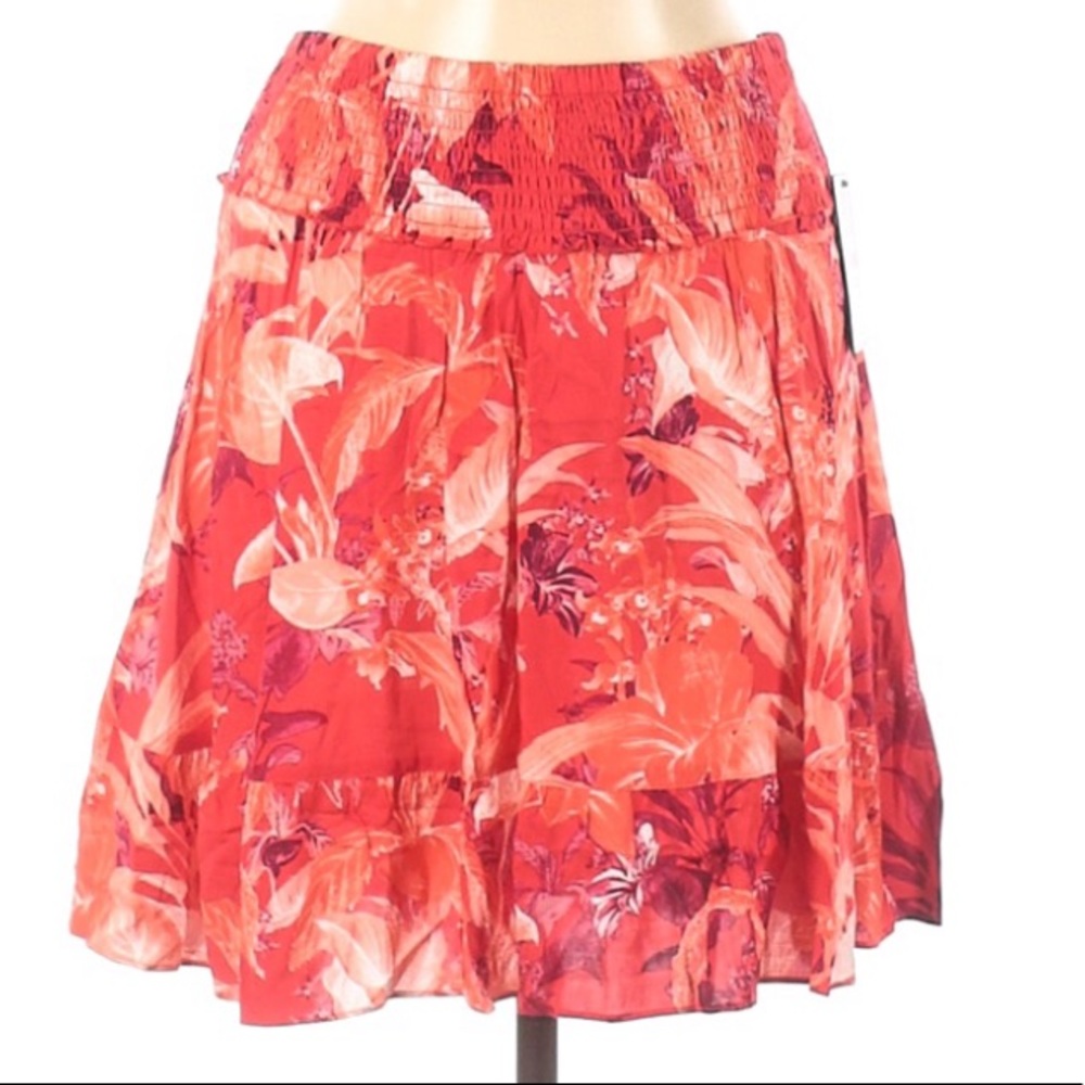 Guess Smocked Tropical Floral Skirt NWT